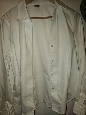 Anne Klein White Long Sleeve Button Down Blouse Size Med Light Academia Vintage